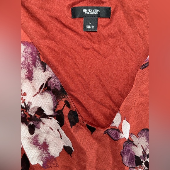 Simply Vera Vera Wang Women’s Floral Maxi Dress Sleeveless Rust Red Size L - Picture 6 of 6